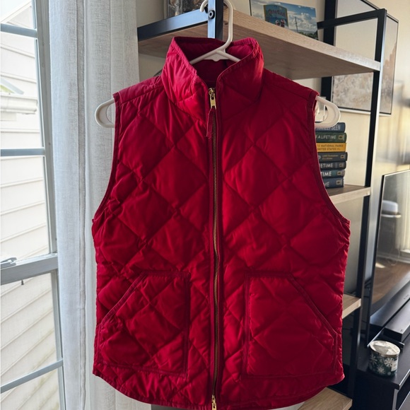 J.Crew women's red quilted down puffer excursion vest - Picture 3 of 5